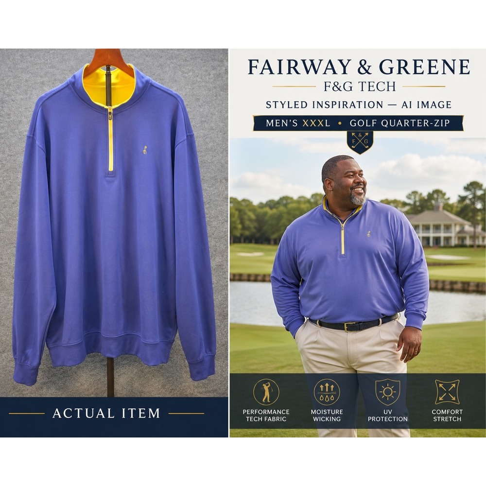 Fairway & Greene 1/4 Zip Pullover Mens XXXL Blue Excellent F&G Tech Golf‎ Top